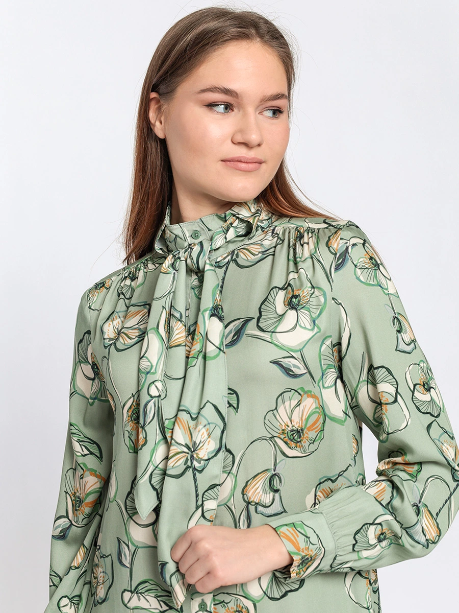 Платье-рубашка со съемным бантом